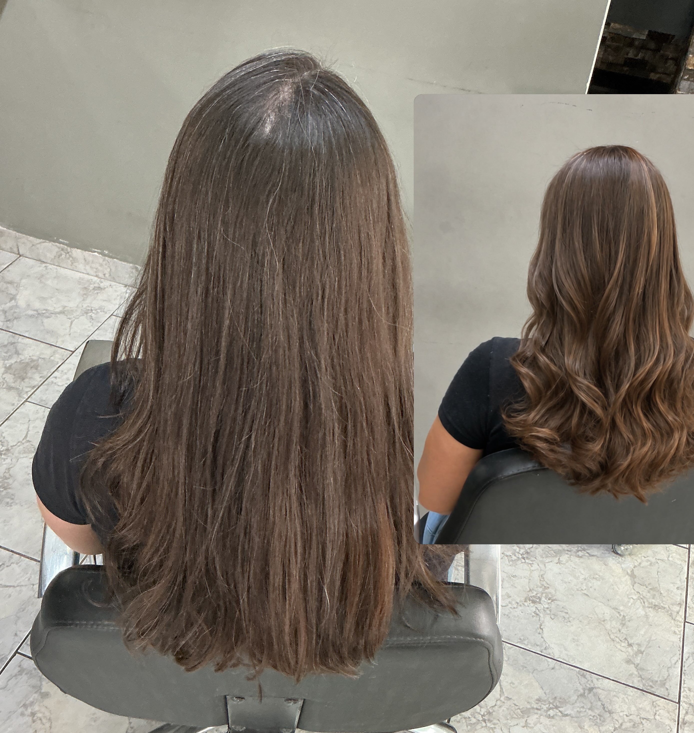 Resultado de cabelo castanho longo e modelado
